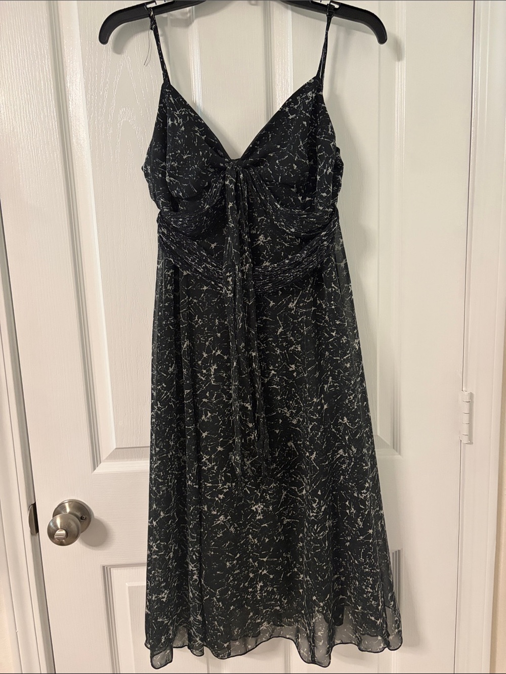 Minelli Black Midi Dress with White Speckle Print